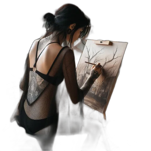 dress, jewelry, oil painting, photorealistic transparent PNG cut-out