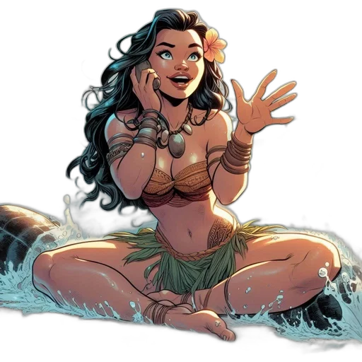 comic book art, concept art, fantasy art, underwater transparent PNG cut-out