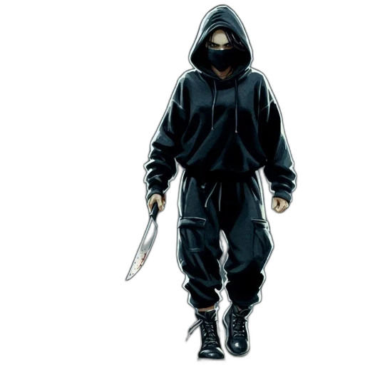 jacket, weapon, mask, staff transparent PNG cut-out