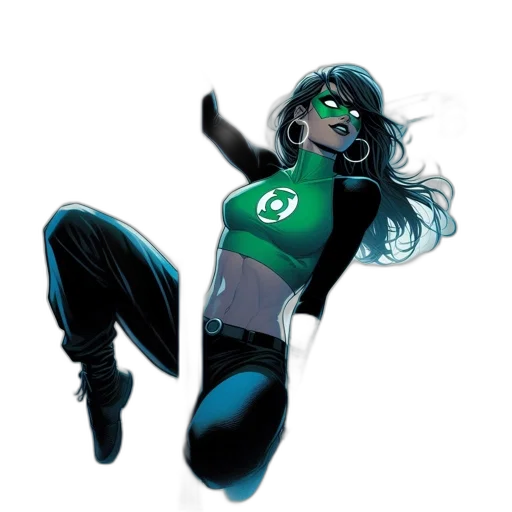 comic book art, concept art, green, figure transparent PNG cut-out