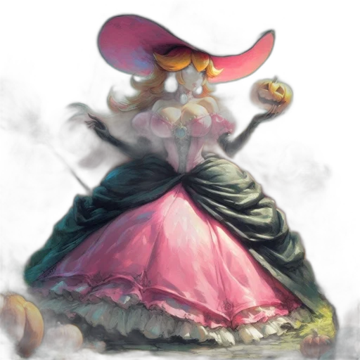 dress, hat, staff, weapon transparent PNG cut-out