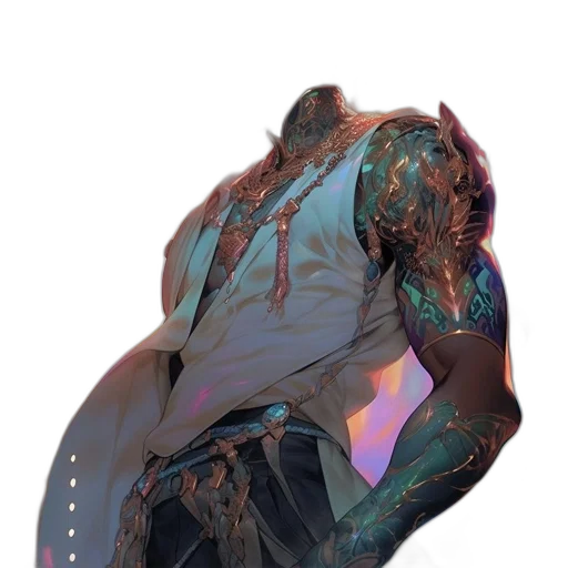 creature, mask, jacket, weapon transparent PNG cut-out