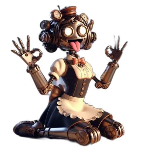 robot, creature, mask, staff transparent PNG cut-out