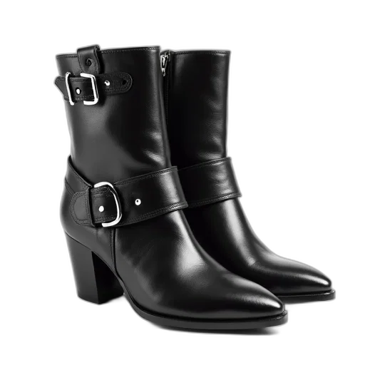 shoes, pair, black, leather transparent PNG cut-out