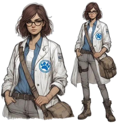 jacket, staff, concept art, comic book art transparent PNG cut-out