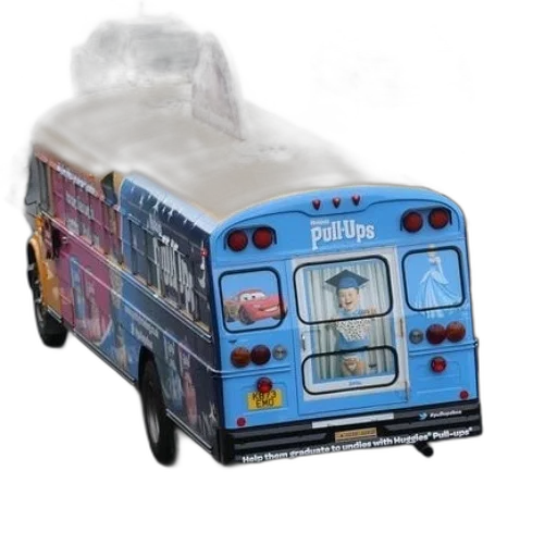 3d render, concept art, colorful, bus transparent PNG cut-out