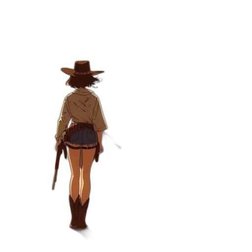 hat, jacket, staff, weapon transparent PNG cut-out