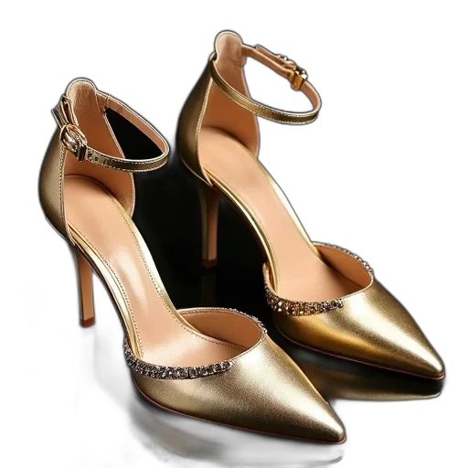 shoes, 3d render, photorealistic, golden transparent PNG cut-out