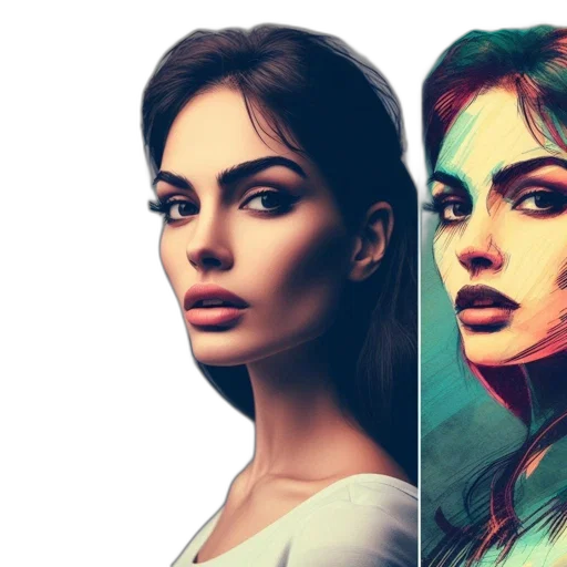 face, fantasy art, photorealistic, comic book art transparent PNG cut-out