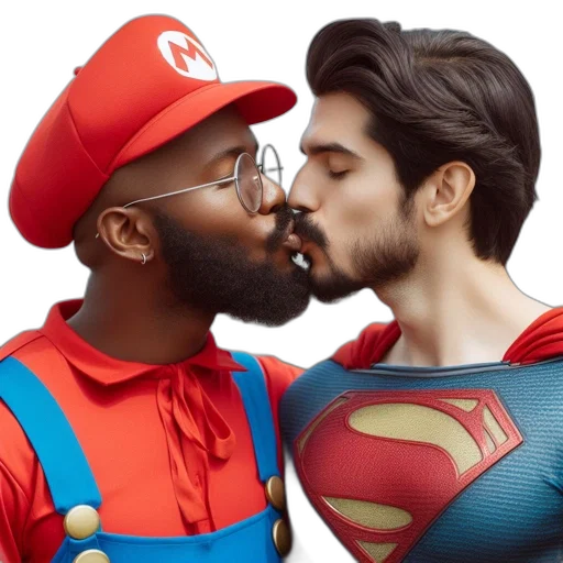 comic book art, two, men, one transparent PNG cut-out