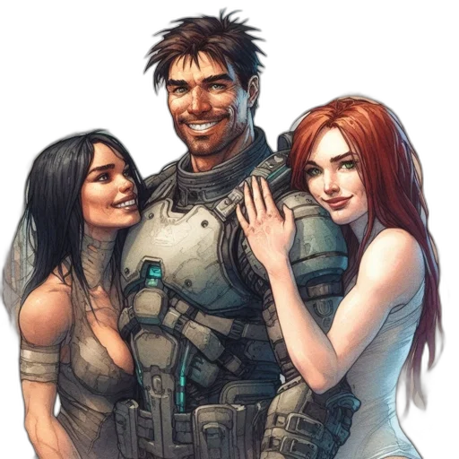 comic book art, concept art, fantasy art, cyberpunk transparent PNG cut-out