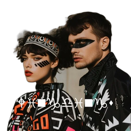 cyberpunk, monochrome, two, individuals transparent PNG cut-out