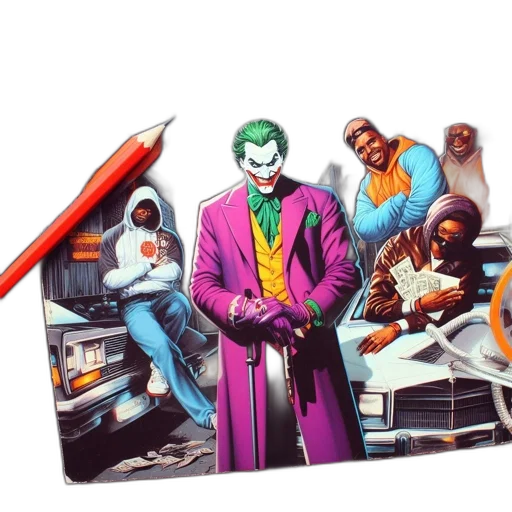 car, mask, jacket, weapon transparent PNG cut-out