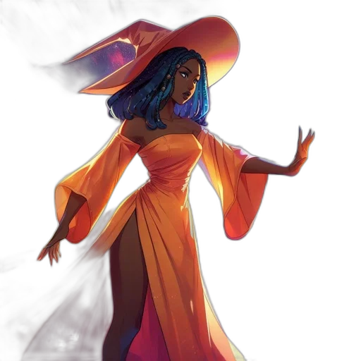 dress, staff, concept art, fantasy art transparent PNG cut-out