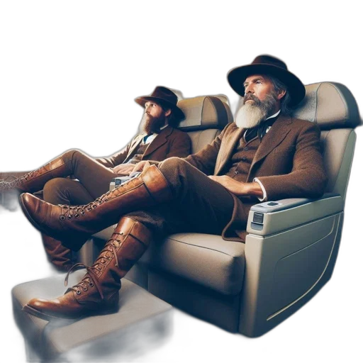 furniture, hat, two, men transparent PNG cut-out
