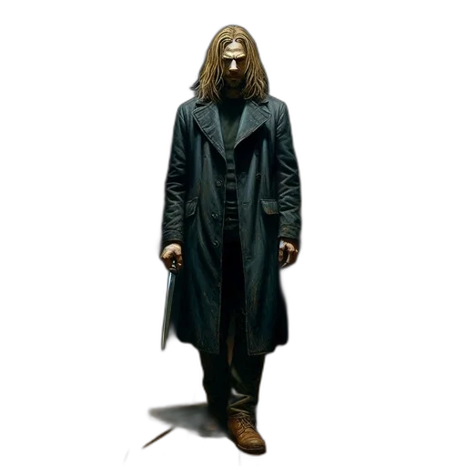 jacket, mask, staff, hair transparent PNG cut-out