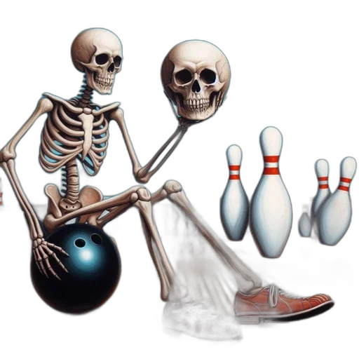concept art, photorealistic, skeleton, seats transparent PNG cut-out