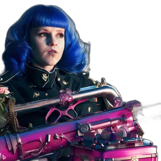 weapon, robot, hair, cyberpunk transparent PNG cut-out