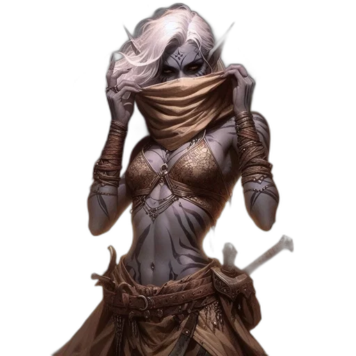 dress, mask, staff, creature transparent PNG cut-out