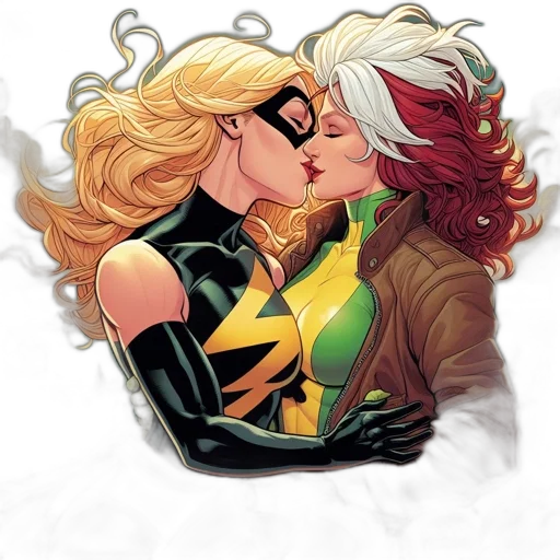 comic book art, concept art, two, female transparent PNG cut-out