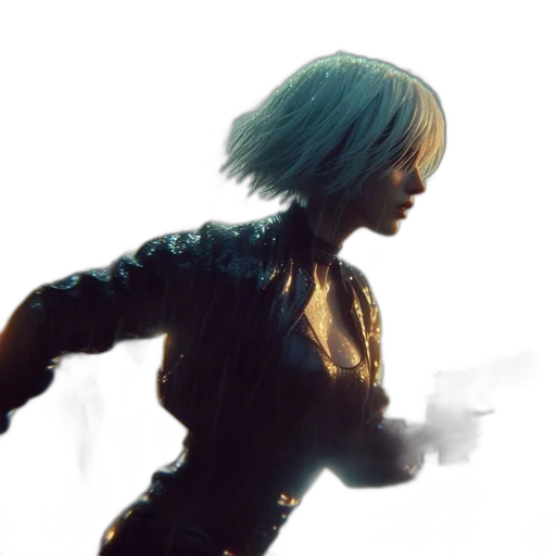 robot, jacket, hair, weapon transparent PNG cut-out