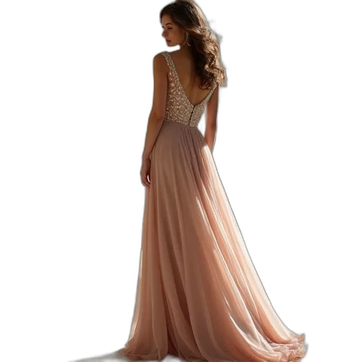 dress, pastel, golden, earth tones transparent PNG cut-out
