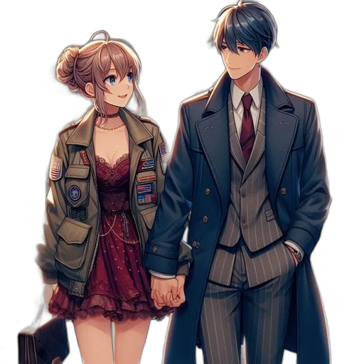 jacket, dress, anime, watercolor transparent PNG cut-out