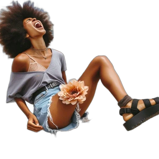shoes, jewelry, hair, photorealistic transparent PNG cut-out