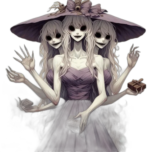 mask, dress, creature, staff transparent PNG cut-out