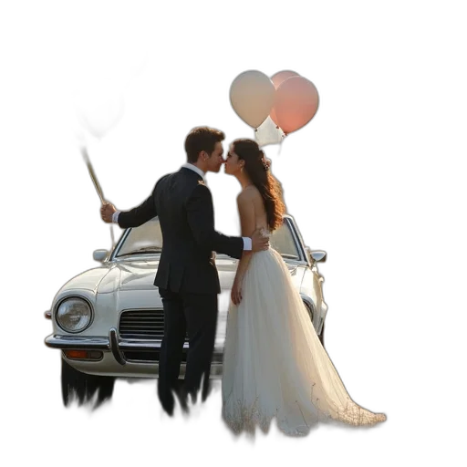 car, umbrella, dress, hat transparent PNG cut-out