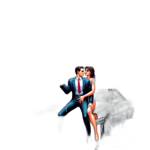 car, furniture, umbrella, pixel art transparent PNG cut-out