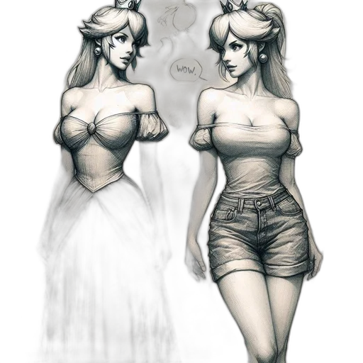 dress, concept art, fantasy art, pencil sketch transparent PNG cut-out