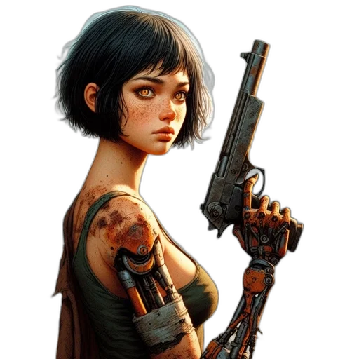 weapon, concept art, cyberpunk, comic book art transparent PNG cut-out