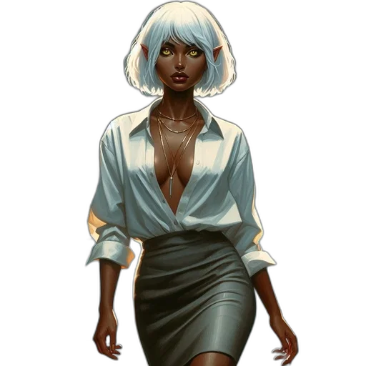 dress, jewelry, staff, concept art transparent PNG cut-out