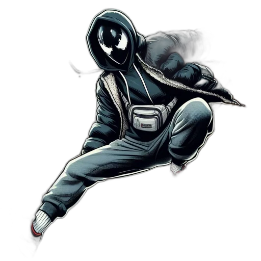 mask, jacket, weapon, staff transparent PNG cut-out