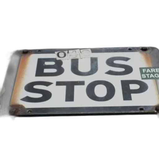 weathered, bus, stop, sign transparent PNG cut-out