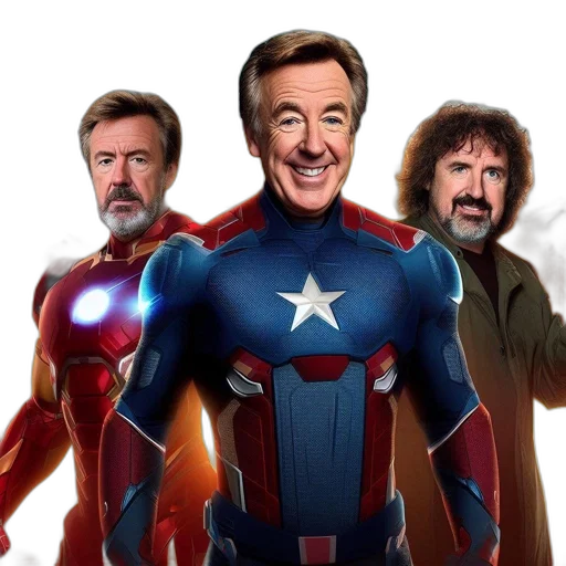 comic book art, concept art, cartoon, three transparent PNG cut-out