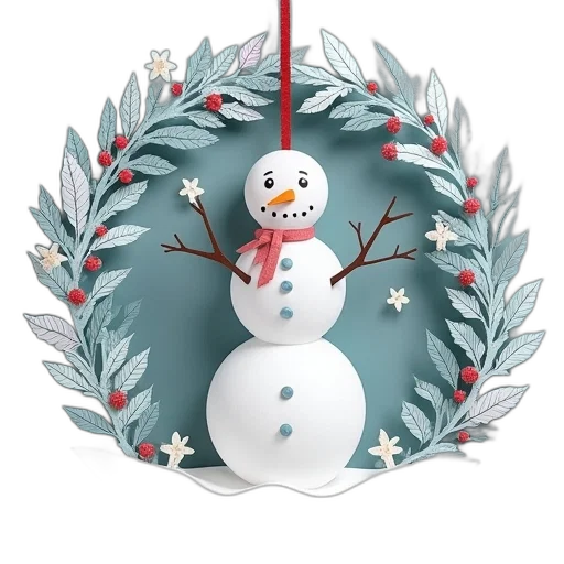 3d render, snow, paper, snowman transparent PNG cut-out
