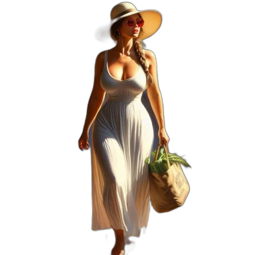 dress, hat, jewelry, photorealistic transparent PNG cut-out
