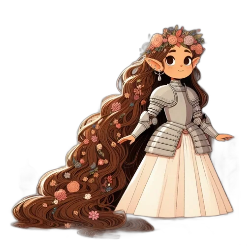 hair, dress, crown, concept art transparent PNG cut-out