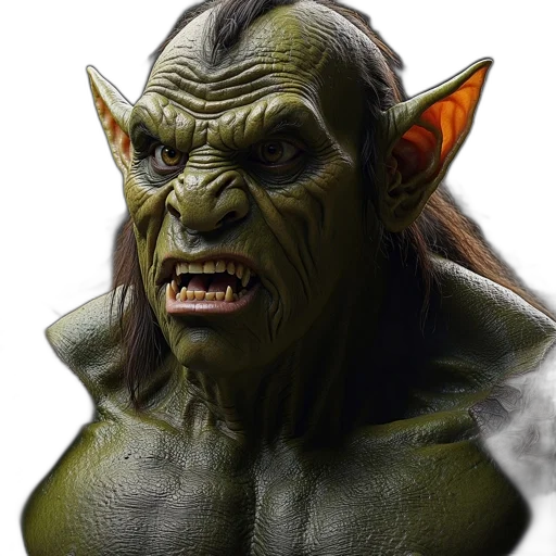 face, creature, staff, photorealistic transparent PNG cut-out
