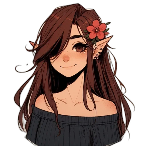 flower, staff, crown, hair transparent PNG cut-out