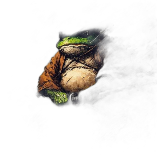 creature, staff, face, jacket transparent PNG cut-out