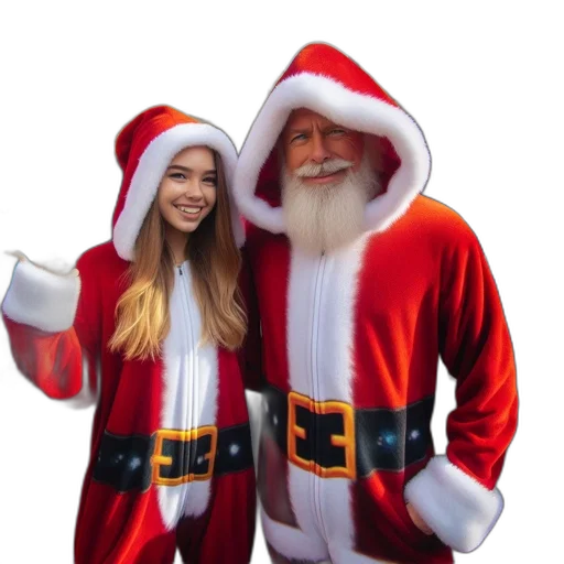 two, individuals, dressed, santa transparent PNG cut-out