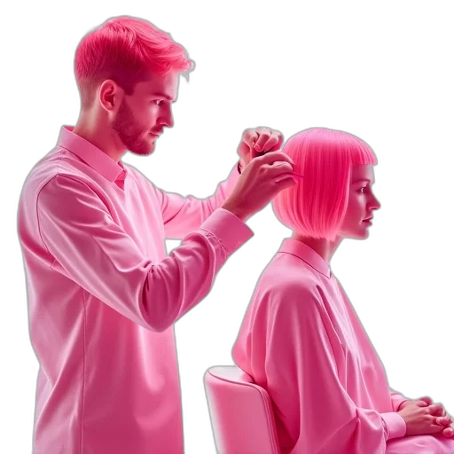 hair, staff, vaporwave, neon lights transparent PNG cut-out