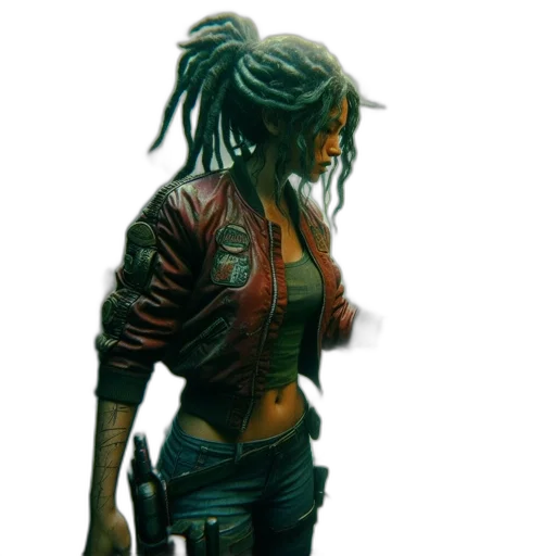 jacket, concept art, cyberpunk, comic book art transparent PNG cut-out
