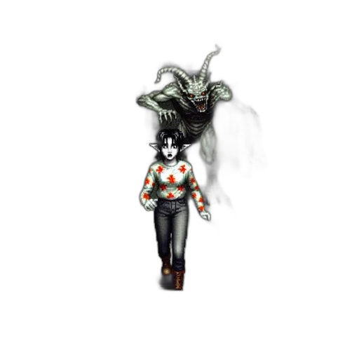 creature, robot, hair, staff transparent PNG cut-out