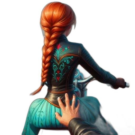 staff, sword, hair, dress transparent PNG cut-out
