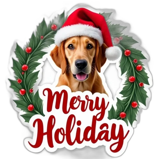 stickers, design, dog, santa transparent PNG cut-out
