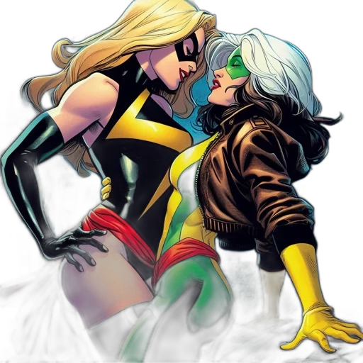 comic book art, concept art, two, female transparent PNG cut-out